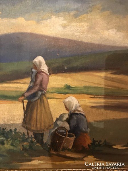 Peasant women oil painting