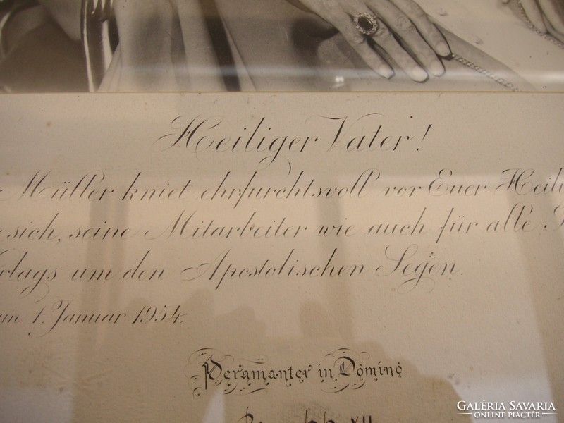 Papal blessing, photograph, xii. About Pope Pius and with the Pope's own signature
