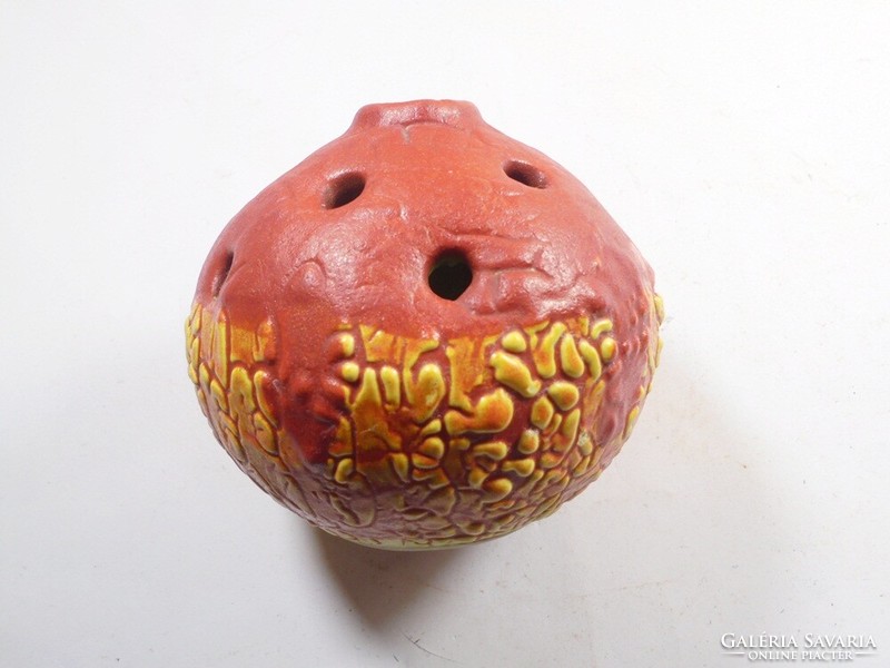 Retro régi tófej ikebana virágrendező kerámia zsugor mázas váza