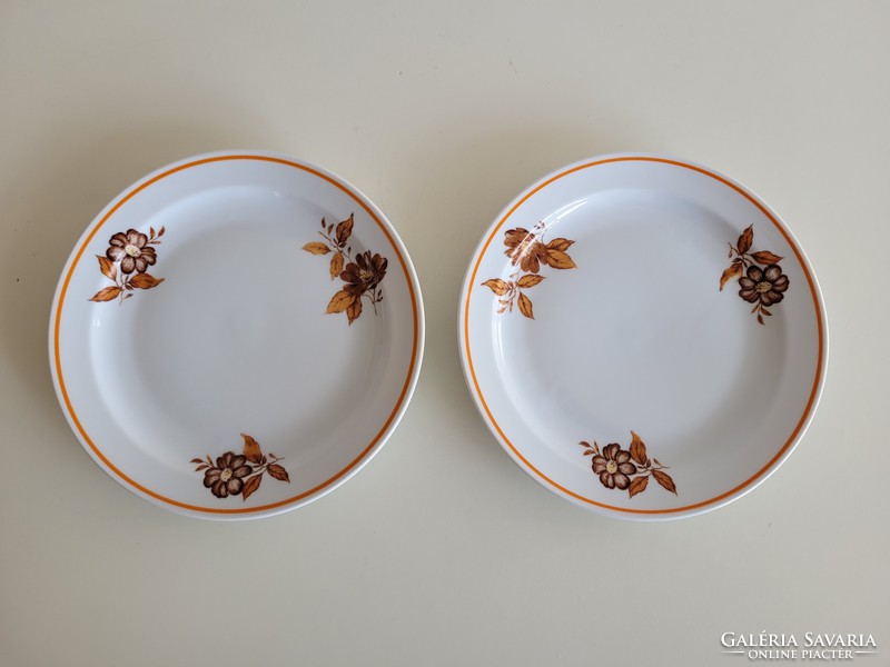 Old zsolnay porcelain brown floral small plate 2 pcs