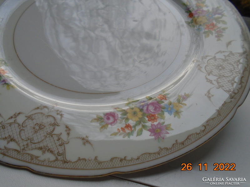 Klosterle tk thun baroque Czech rosary grid pattern, flower bouquet marked, numbered bowl 26 cm