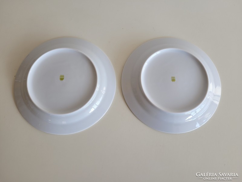 Régi Zsolnay porcelán barna virágos kis tányér 2 db
