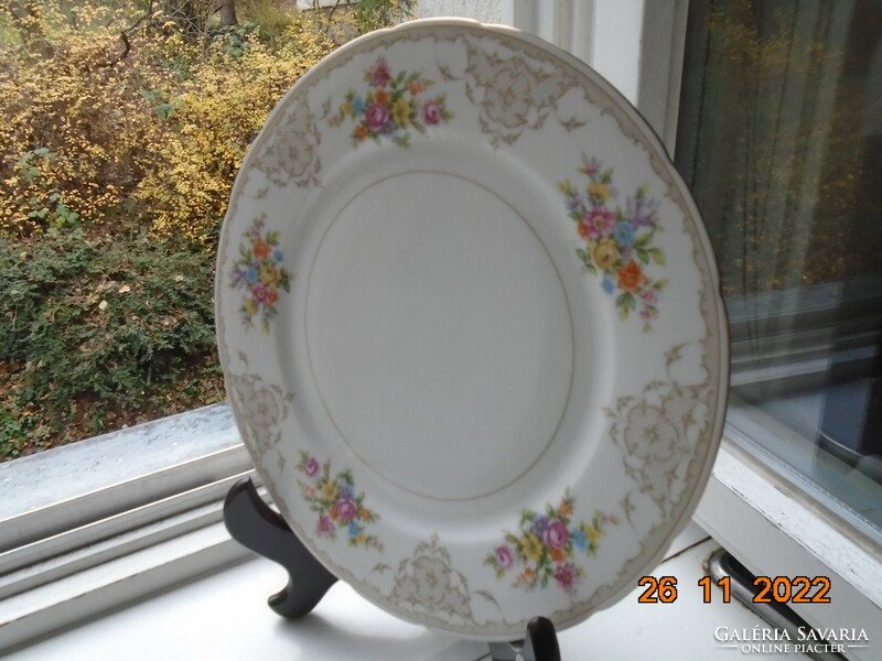 Klosterle tk thun baroque Czech rose garland grid pattern, flower bouquet marked and numbered bowl 26 cm