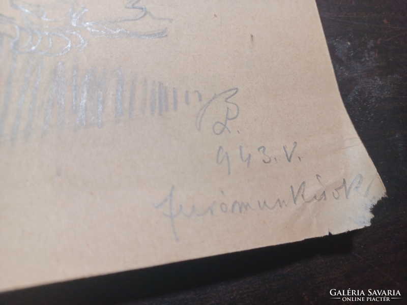 Fúrómunkások - BL jelzés? Grafitceruzarajz, 1943 (31x32 cm)