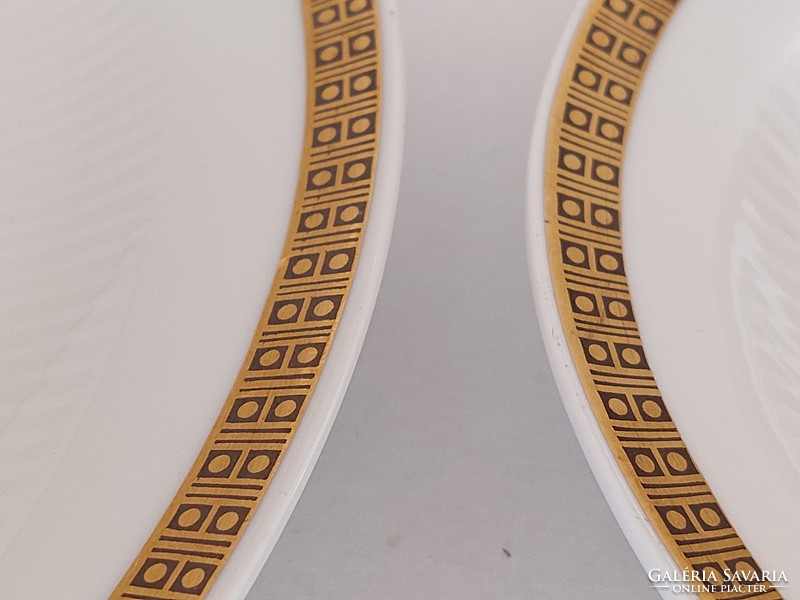 Retro 4 db német Colditz GDR porcelán aranyszegélyes nagy kínáló tál régi mid century szervírozó