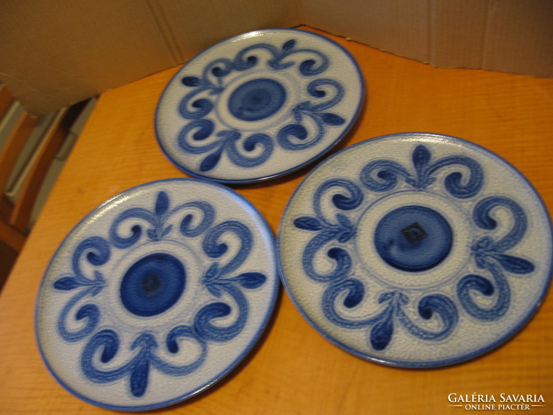 Retro west germany ceramic jasba blue cake and pizza bowls