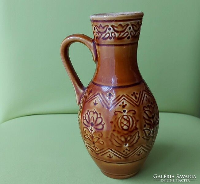 Old glazed folk ceramic jug with zah mark