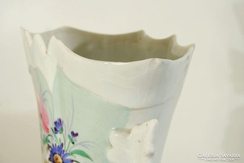 Pair of Czech porcelain flower vases 25x19.5cm 2 vases with flower patterns