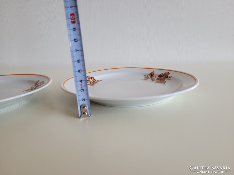 Régi Zsolnay porcelán barna virágos kis tányér 2 db
