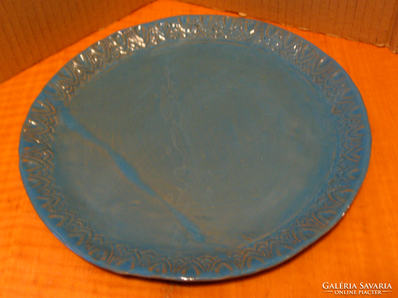 Gray-blue marked ceramic studio ceramic plate