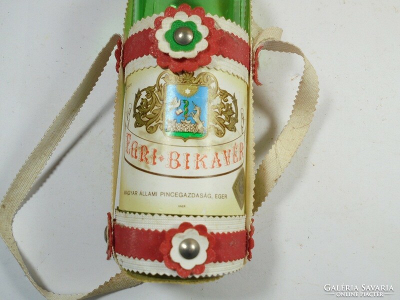 Retro Egri Bikavér bor boros díszes szuvenír üveg palack - Magyar Állami Pincegazdaság Eger- 0,1 l