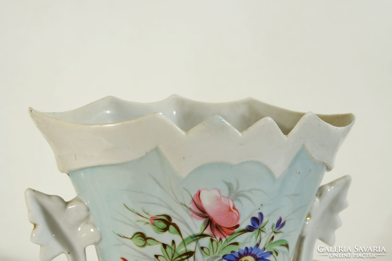 Pair of Czech porcelain flower vases 25x19.5cm 2 vases with flower patterns