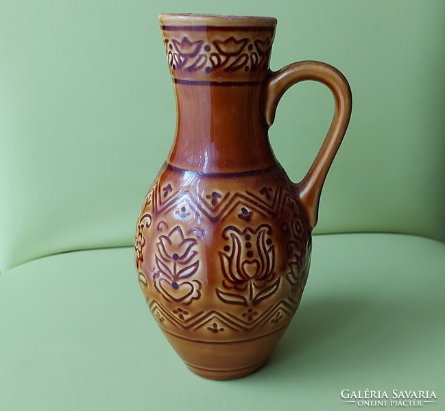 Old glazed folk ceramic jug with zah mark