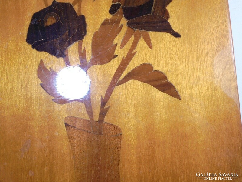 Retro old rose flower pattern floral marquetry wall picture hanging picture wood work marquetry picture