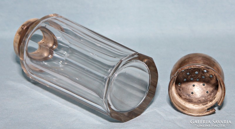 Antique silver hulled glass Bieder hallmarked 188 gram salt shaker