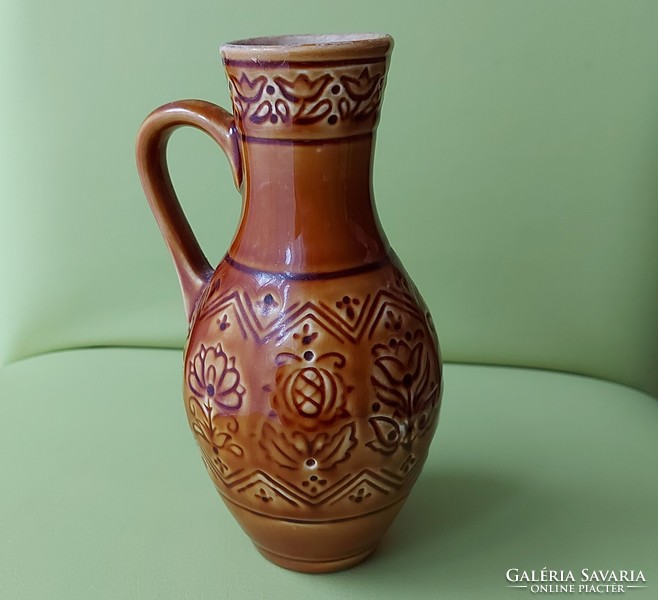 Old glazed folk ceramic jug with zah mark