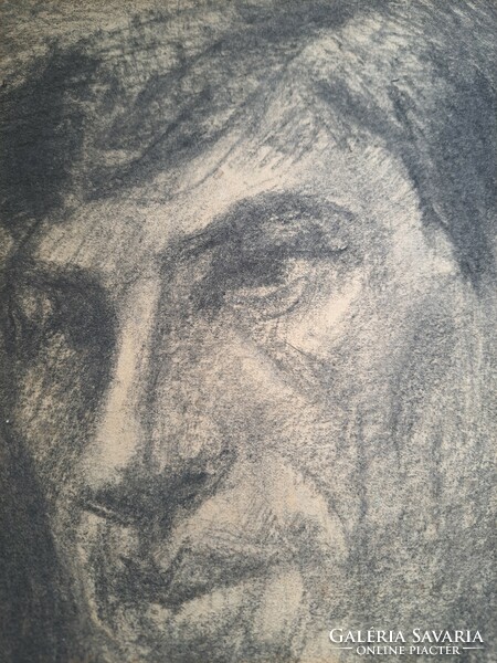 Male portrait - charcoal drawing, 42x30 cm