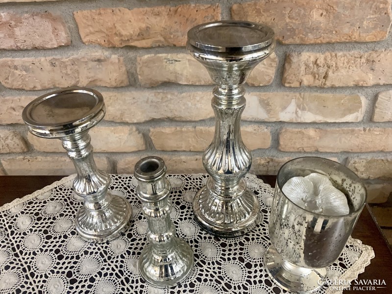 Cracked old glass candle holders