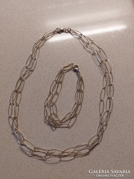 Silver chain - bracelet set