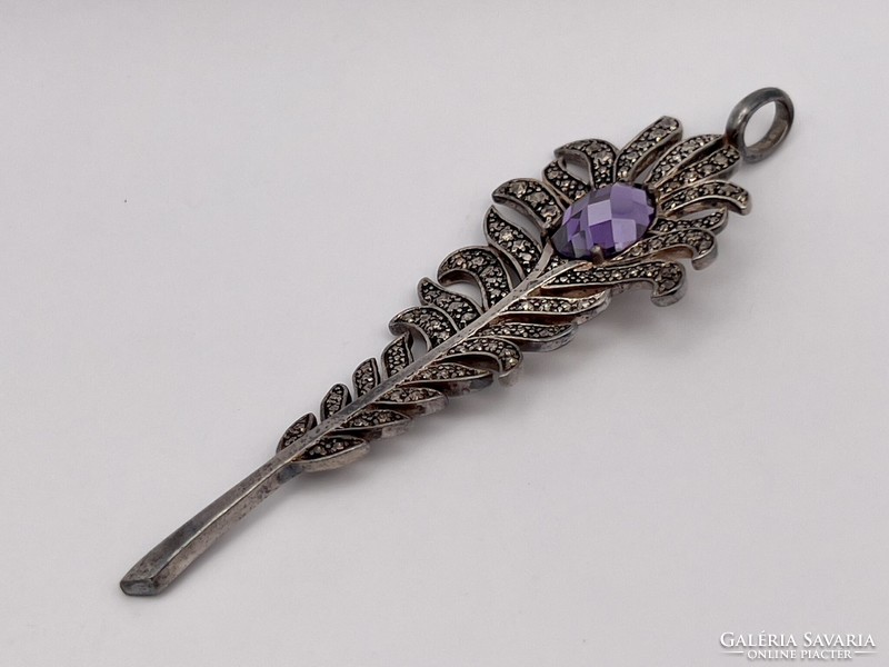 Eredeti Thomas Sabo toll forma medál ametiszt lila fazettált cirkónia kővel, markazitokkal, dobozzal