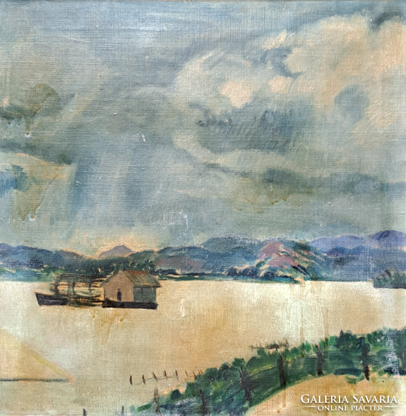 Biai-Föglein István (1905-1974): Vízimalom (olaj, vászon 48x48 cm)