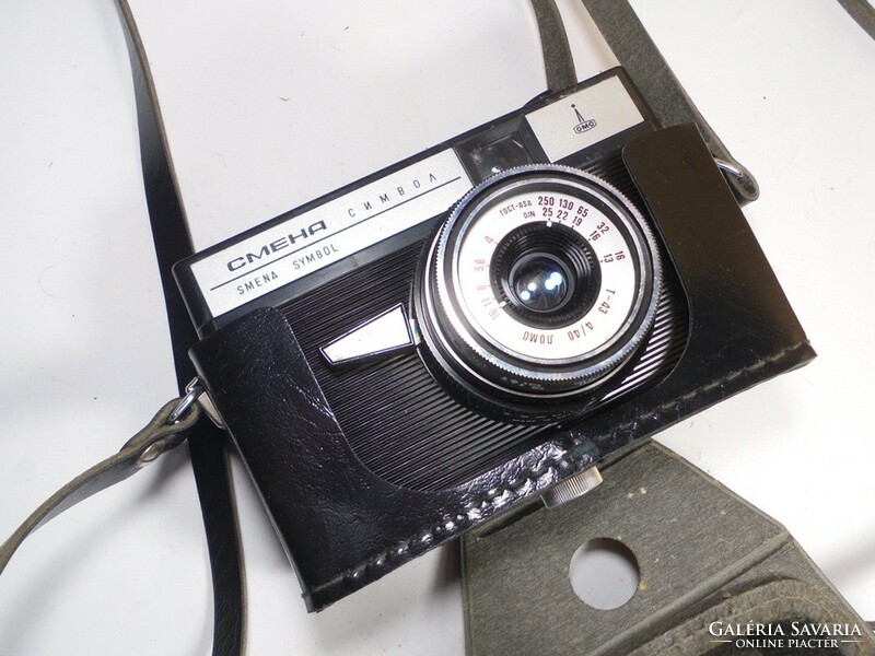 Retro régi fényképező gép fényképezőgép tokjában- Cmeha Smena Symbol- Szovjet, orosz gyártmány