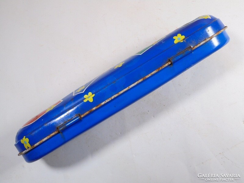 Retro régi fém lemez maci macis gyerek tolltartó ceruza tartó kb. 1980-90-es évek