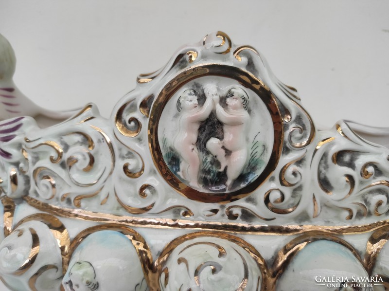 Antik capodimonte Capo di monte dúsan aranyozott porcelán kínáló gyümölcsös tál 806 6249