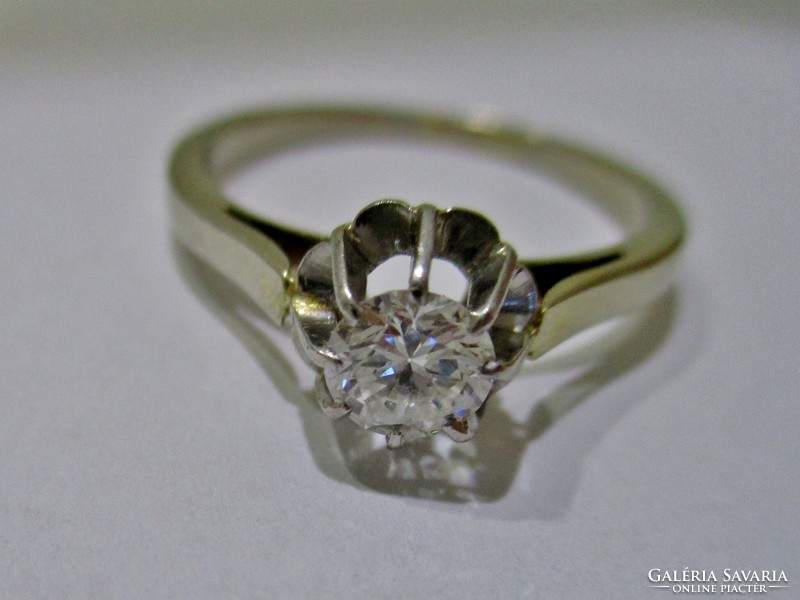 Különleges antik 18kt arany platina gyűrű 0,4ct brill kővel VVS minőség