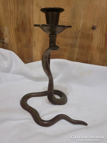 Antik kobra gyertyatartó, rituális, mágikus