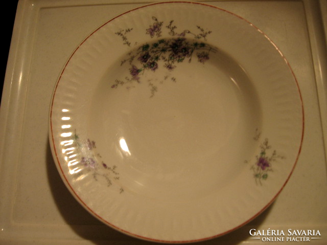 Kék harangvirágos vagy ibolyás  kézzel festett antik fali tányér