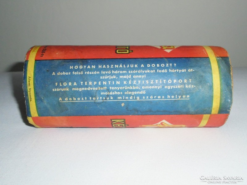 Retro tisztítószer doboz - Flora terpentin kéztisztító por - 1950-1960-as évekből - KHV gyártó