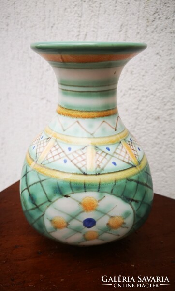 Gorka Géza kerámia váza színes kézzel festett, Art Deco Retro stílusú. Modern alkotás