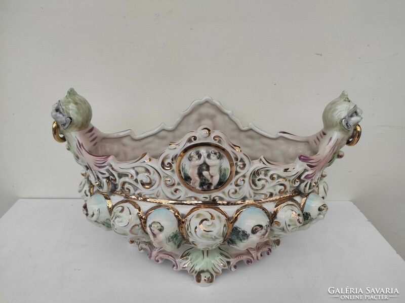 Antik capodimonte Capo di monte dúsan aranyozott porcelán kínáló gyümölcsös tál 806 6249