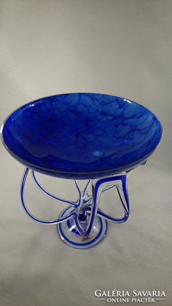Josefina krosno glass manufactory made deco glass, Polish design glass serving plate