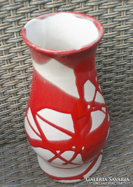 Blood red continuous glazed marked ceramic vase