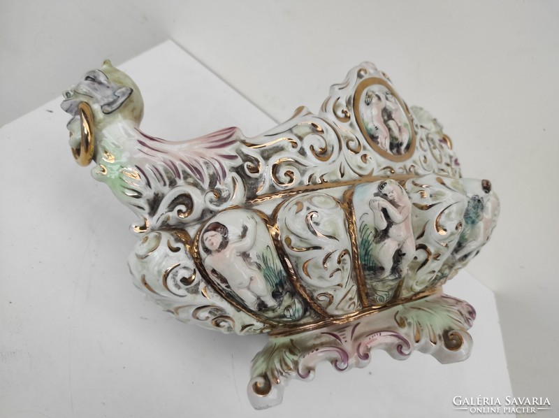 Antik capodimonte Capo di monte dúsan aranyozott porcelán kínáló gyümölcsös tál 806 6249