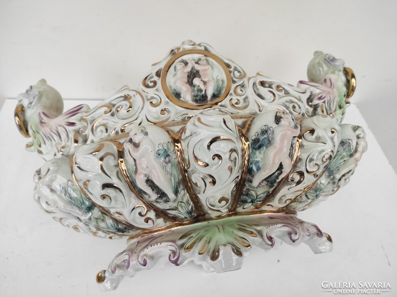 Antique capodimonte capo di monte richly gilt porcelain serving fruit bowl 806 6249