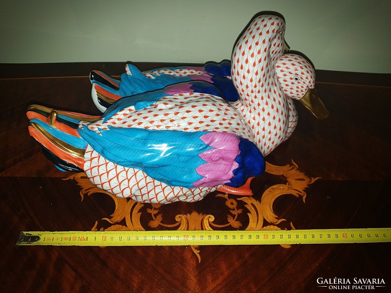 Herend xxl scaly pair of duck figures