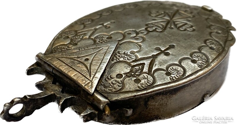 18th century amulet holder, silver alloy.