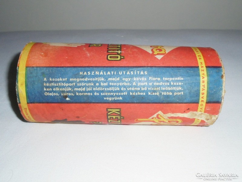 Retro tisztítószer doboz - Flora terpentin kéztisztító por - 1950-1960-as évekből - KHV gyártó