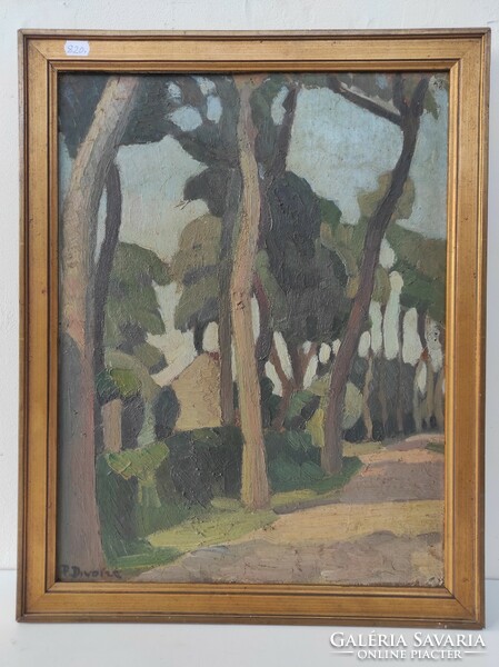 Antik festmény avantgard tájkép 1921 olaj fatáblán 820 6284