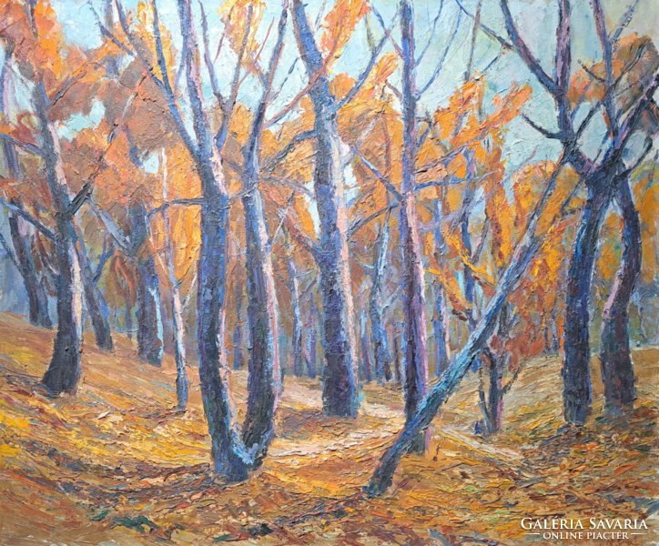 Autumn forest - landscape oil painting