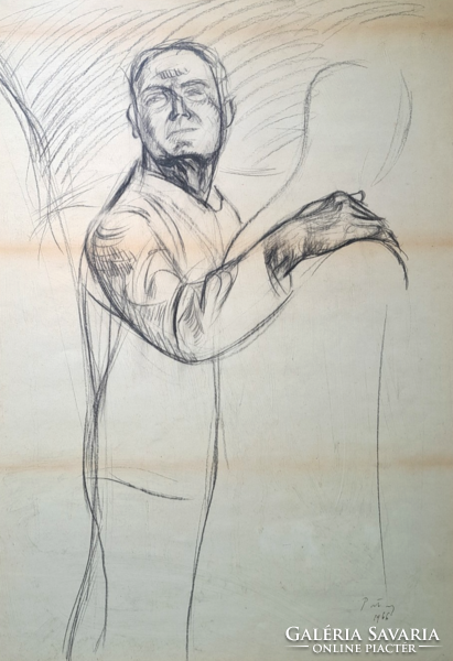 Patay László (1932-2002): Visszatekintés - 1966, grafitceruzarajz