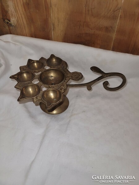 Antique, Indian, five-branch hand oil lamp, candle holder