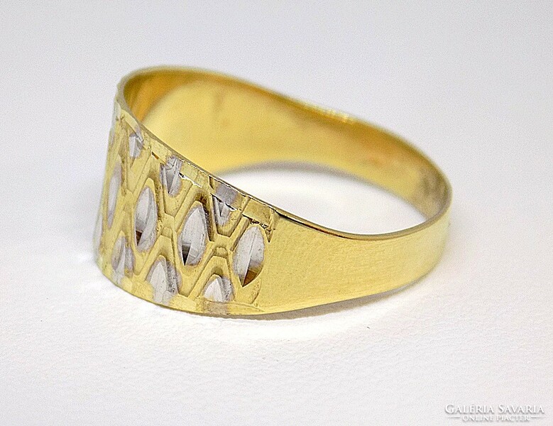 Kő nélküli sárga-fehér arany gyűrű (ZAL-Au108789)