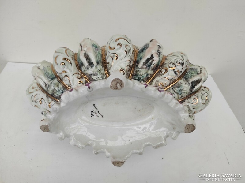 Antik capodimonte Capo di monte dúsan aranyozott porcelán kínáló gyümölcsös tál 806 6249