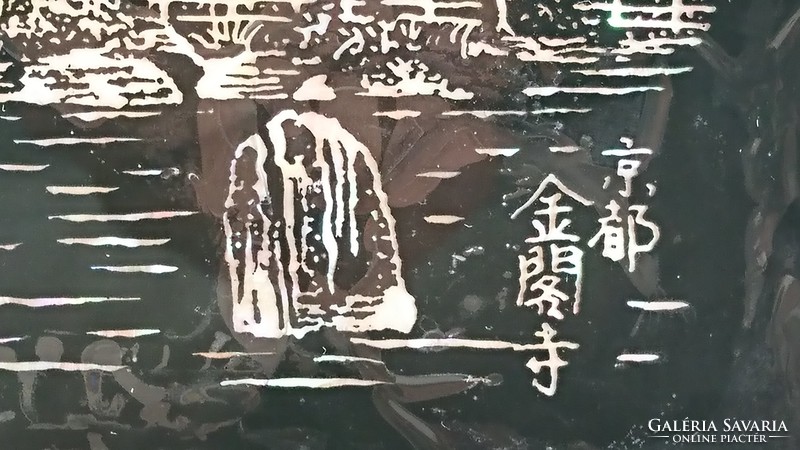 XX.szd első fele,keleti gyöngyház berakással készült képek,a hátoldalon lakk réteg papirral lezàrva