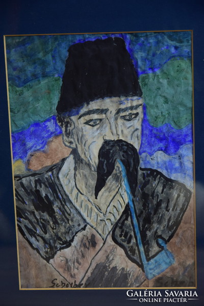 Scheiber: old grandfather with a mustache painting