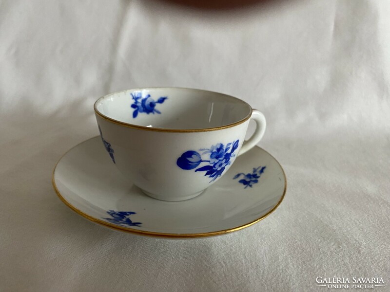Zsolnay porcelain coffee cups with base, five-tower mark.